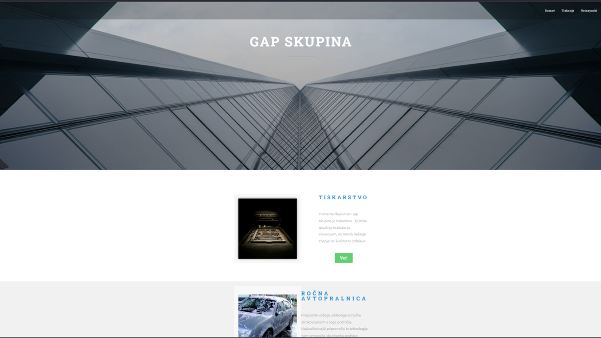 GAP Skupina – avtopralnica in tisk, spletna stran